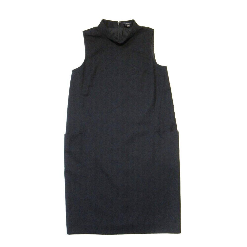 NWT Theory Daveed in Black Virtuous Stretch Wool Mockneck Shift Dress 6